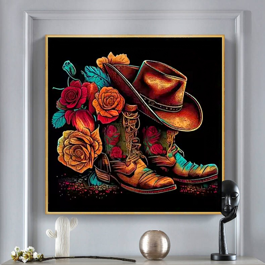 Resin Art Rose - Cappello da cowboy Stivali Kit di